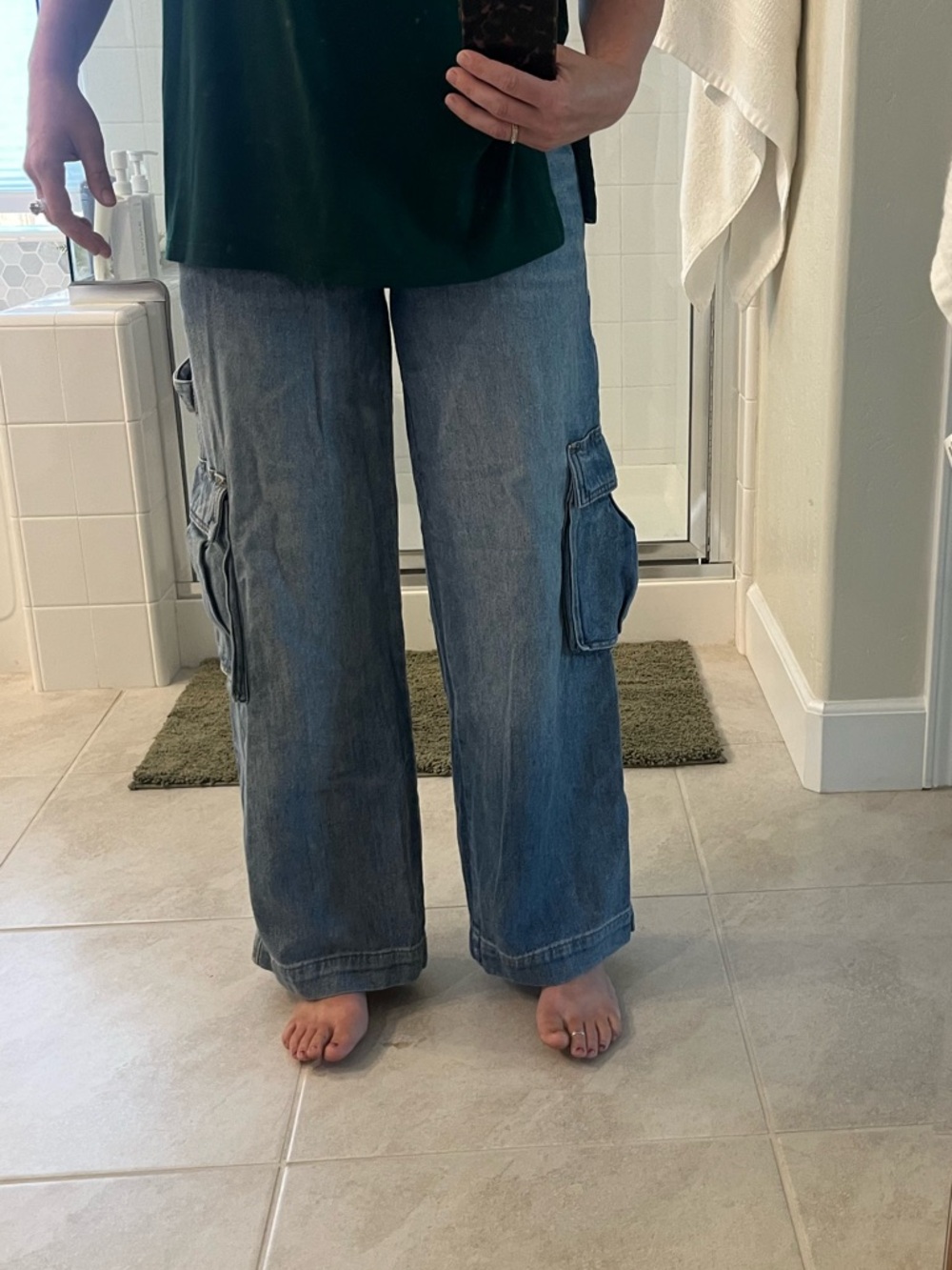 wild fable Wide-Leg Cargo Jeans in Medium Blue Denim